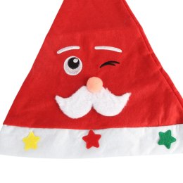 Czapka Mikołaja z wypukłą Figurką, Czerwona, Wykonana z Miękkiego Materiału, Wymiary 40×28 cm