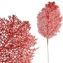 GAŁĄZKA OZDOBNA AŻUROWY, BROKATOWY LIŚĆ 78 CM kolor czerwony