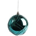 Komplet 3 Eleganckich Bombek Świątecznych Plastikowe Odporne na Zniszczenia 8 cm turkus