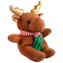 Pluszowa Maskotka Renifer w szaliku- Zawieszka w Kolorze Brązowym 14 cm