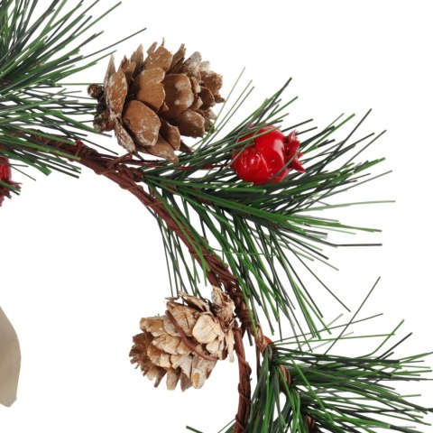 ŚWIĄTECZNY WIENIEC Z IGLIWIEM, SZYSZKAMI I JAGODAMI 20 CM STROIK NA ŚWIECZKĘ
