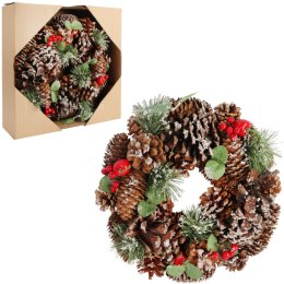 Wianek świąteczny na drzwi stroik wieniec z szyszek 28 cm III