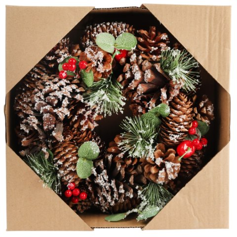 Wianek świąteczny na drzwi stroik wieniec z szyszek 28 cm III