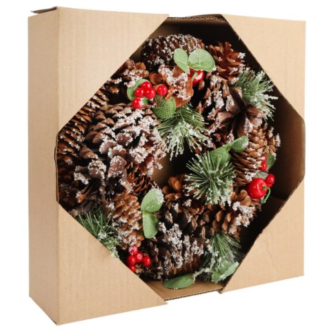 Wianek świąteczny na drzwi stroik wieniec z szyszek 28 cm III