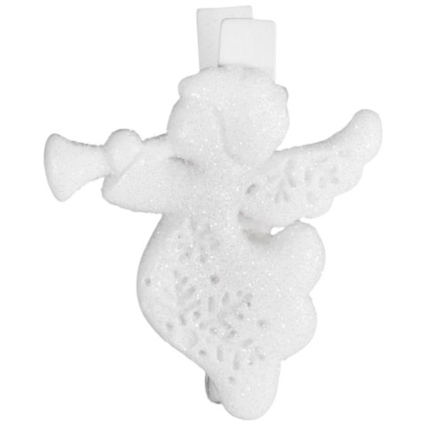 Białe Klamrki z Figurkami Aniołów 4.5 cm Zestaw 6 sztuk OZDOBA DEKORACJA