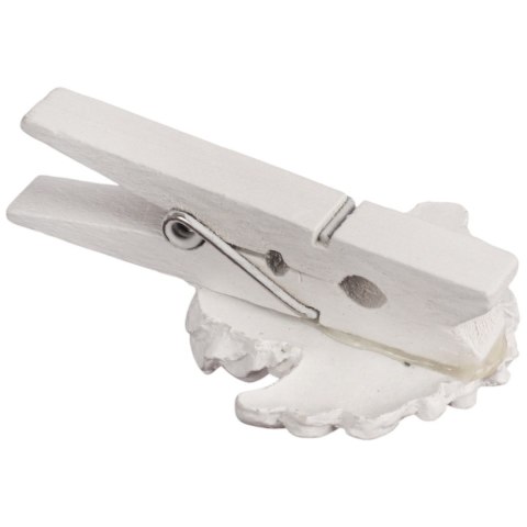Białe Klamrki z Figurkami Aniołów 4.5 cm Zestaw 6 sztuk OZDOBA DEKORACJA