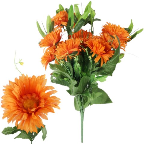 BUKIET 18 GERBER Z DODATKAMI sztuczne kwiaty do wazonu KOMPOZYCJA POMARAŃCZOWA 52 cm
