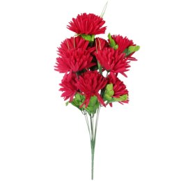 BUKIET 9 CHRYZANTEM Z TRAWKĄ 52 cm kolor czerwony