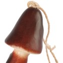 Grzybek dekoracja zawieszka na jutowym sznurku 8 cm brązowy