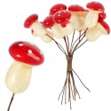 Muchomory Czerwone muchomorki grzyby na piku ozdoby dekoracyjne 3 cm 12 szt