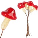 Muchomory Czerwone muchomorki grzyby na piku ozdoby dekoracyjne 4 cm 6 szt
