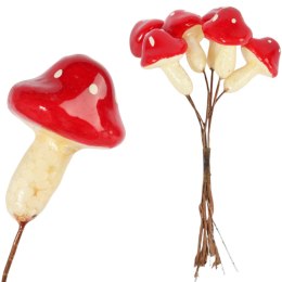 Muchomory Czerwone muchomorki grzyby na piku ozdoby dekoracyjne 4 cm 6 szt