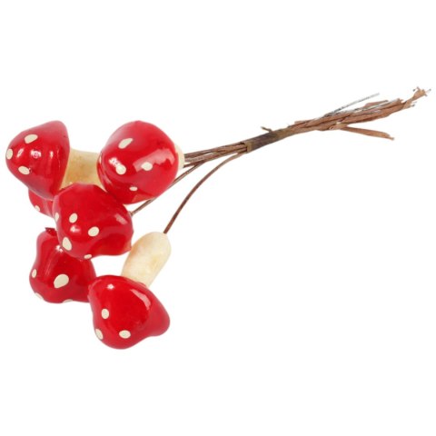 Muchomory Czerwone muchomorki grzyby na piku ozdoby dekoracyjne 4 cm 6 szt