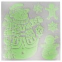 Fluorescencyjne Naklejki na Okno z Motywem Bałwana Świecące Nocą - 40×30 cm