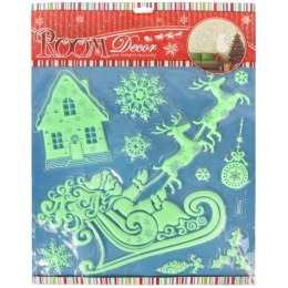 Fluorescencyjne Naklejki na Okno z Motywem Renifera Świecące Nocą - 40×30 cm