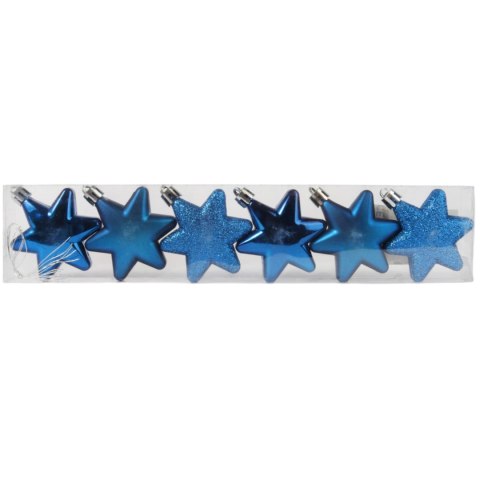KOMPLET 6 BOMBEK PLASTIKOWYCH- GWIAZDKI 5.5 cm KOLOR NIEBIESKI