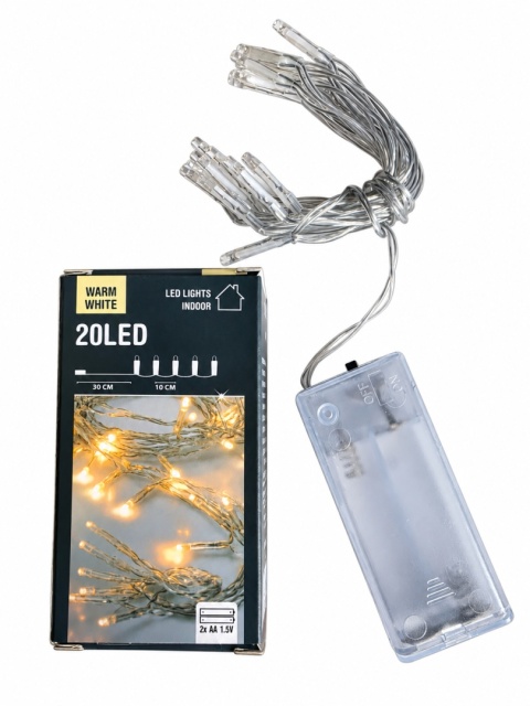 Lampki LED choinkowe 20 diod ciepła biała 2,1 m na baterie AA dekoracyjne