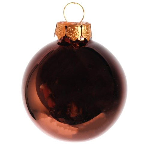Brązowe Bombki Szklane z Brokatowym Dekorem - Komplet 5 szt. 6 cm