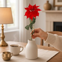 GAŁĄZKA ELEGANCKIEJ WELUROWEJ POINSECJI GWIAZDA BETLEJEMSKA 68 cm KOLOR CZERWONY
