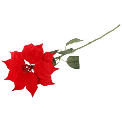 GAŁĄZKA ELEGANCKIEJ WELUROWEJ POINSECJI GWIAZDA BETLEJEMSKA 68 cm KOLOR CZERWONY