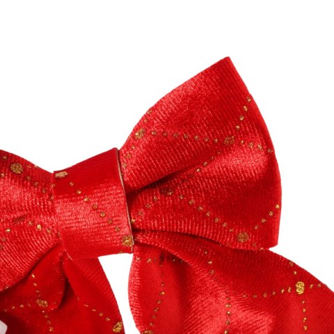KOKARDA NA CHOINKĘ 12X15 cm WELUROWA OZDOBA CZERWONA STROIK DEKORACJA ZAWIESZKA 2 SZT