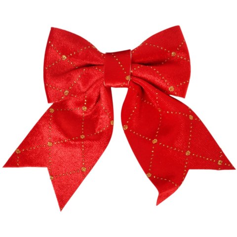 KOKARDA NA CHOINKĘ 12X15 cm WELUROWA OZDOBA CZERWONA STROIK DEKORACJA ZAWIESZKA 2 SZT