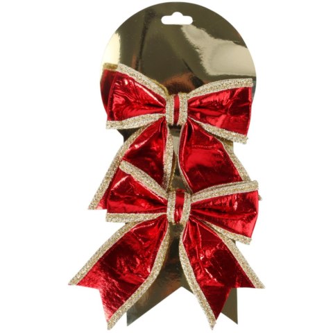 KOKARDA NA CHOINKĘ 12.5X15cm OZDOBA CZERWONA STROIK DEKORACJA ZAWIESZKA 2 SZT