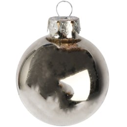 Srebrne Bombki Szklane z Brokatowym Dekorem - Komplet 5 szt. 6 cm