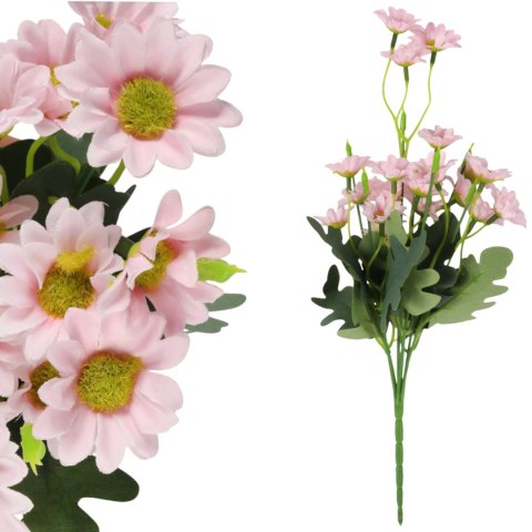 BUKIET JASNO-RÓŻOWYCH MARGARETEK - 5 GAŁĄZEK - SZTUCZNE KWIATY O WYSOKOŚCI 32 CM