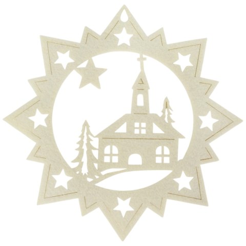 Kremowy Filcowy Kościół na Świąteczną Dekorację Okna i Ochronę Stołu