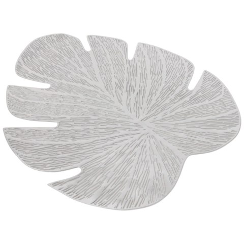 PODKŁADKA MATA NA STÓŁ LIŚĆ LAMINOWANY 46X35 CM SREBRNY