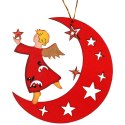 ZAWIESZKA DREWNIANA ANIOŁ NA KSIĘŻYCU 14 CM