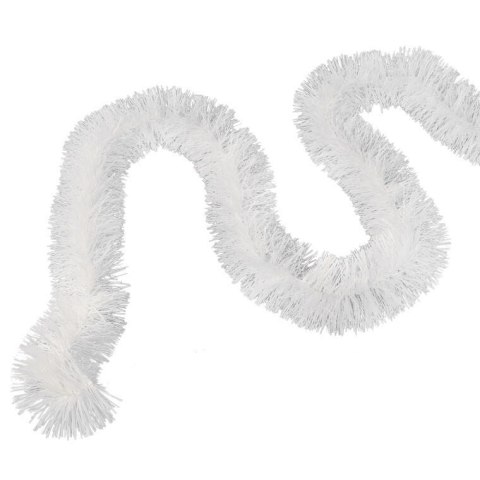 Biały Łańcuch Choinkowy z Metalizowanej Folii, 7 cm x 200 cm