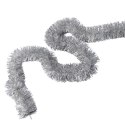 Srebrny Łańcuch Choinkowy z Folii Metalizowanej, fi 7 cm, 2 m - GOLIAT PIŁA POLSKA
