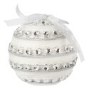 Bombka Dekorowana Styropianowa w Kolorze Biało-Srebrnym ze szkiełkami 8 cm