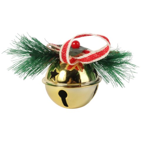 DZWONEK MIKOŁAJA 6 CM ZAWIESZKA METALOWA Z DEKORACJĄ ZŁOTY