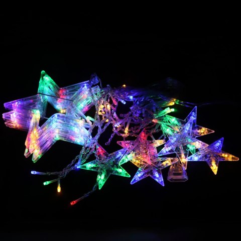 KURTYNA ŚWIETLNA GWIAZDKI OZDOBY ŚWIĄTECZNE LAMPKI 120 LED MULTIKOLOR