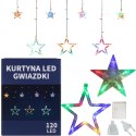KURTYNA ŚWIETLNA GWIAZDKI OZDOBY ŚWIĄTECZNE LAMPKI 120 LED MULTIKOLOR