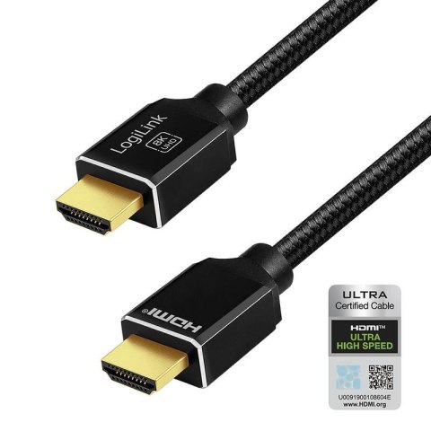 Kabel HDMI LogiLink CH0113 8K/60 Hz, 48 Gb/s, aluminium, nylon, 5m