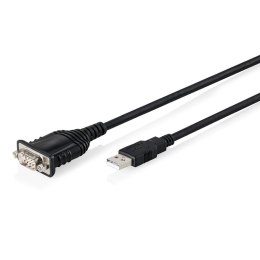 Kabel adapter DIGITUS USB 2.0 do RS232 (DB9), Chipset FTDI (FT232RNL), PVC, czarny, Mocowanie w tulejkach 1.8m