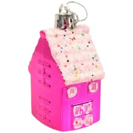 Komplet 6 Kolorowych Bombek w Kształcie Domków - 7 CM