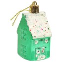 Komplet 6 Kolorowych Bombek w Kształcie Domków - 7 CM