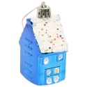 Komplet 6 Kolorowych Bombek w Kształcie Domków - 7 CM