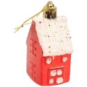 Komplet 6 Kolorowych Bombek w Kształcie Domków - 7 CM