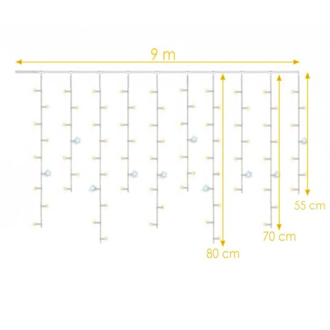 SOPLE 300 LED KURTYNA LAMPKI ZEWNĘTRZNE/WEWNĘTRZNE CIEPŁY BIAŁY+FLASH ZIMNY BIAŁY 9 M