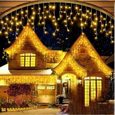SOPLE 300 LED KURTYNA LAMPKI ZEWNĘTRZNE/WEWNĘTRZNE CIEPŁY BIAŁY+FLASH ZIMNY BIAŁY 9 M