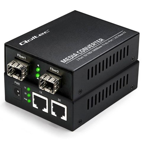 Switch niezarządzalny Qoltec Dwukierunkowy Media Konwerter 2x RJ45 2x SFP | 1000Mb/s | 5V